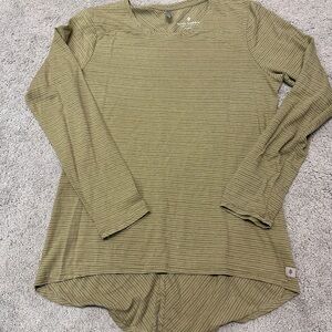 Royal Robbins Olive Striped Long Sleeve Tee Womens large hemp cotton